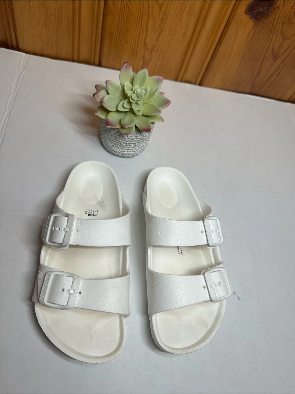 Birkenstock Kids White Two-Buckle EVA Slide Sandals